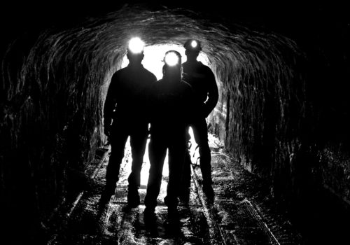 Silhouettes Coal Mine Entrance Head Lamps