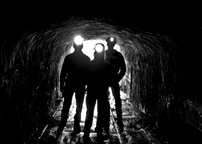 Silhouettes Coal Mine Entrance Head Lamps